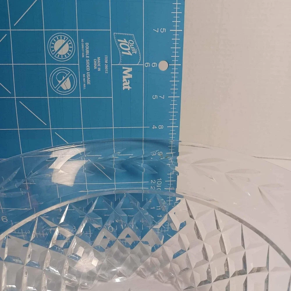 Vintage Lead Crystal Bowl Cut Glass Diamond Leaf Design Centerpiece Serving Bowl